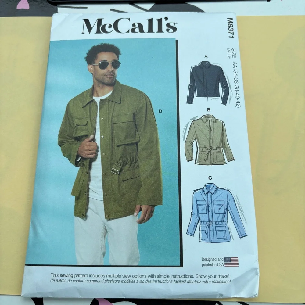 McCalls Pattern M8371 AA for Men’s Jacket